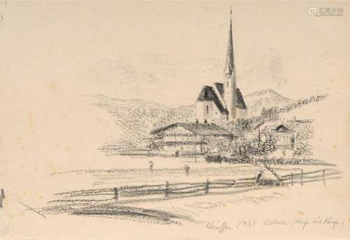 Richard Müller "Wiessee. Kirche mit Kampen" (Teger...