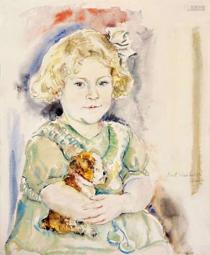 Kurt Weinhold, Sitzendes Mädchen mit Hund. 1931.