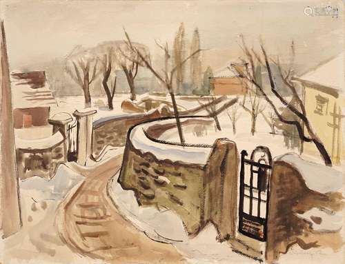 Hans Jüchser, Winter am Kotzschweg (Dresden-Loschwitz / Wach...