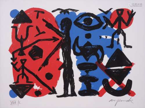 A.R. Penck, Ohne Titel (Figuren und Zeichen). 1993.