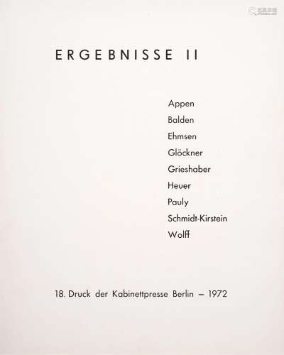 Verschiedene Künstler "Ergebnisse II". 1972.