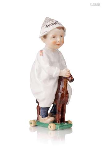 "Kind auf einem Holzpferd reitend". Julius Konrad ...
