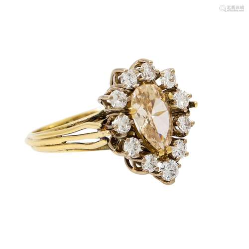 Ring mit  Diamanttropfen von ca. 1,9 ct,