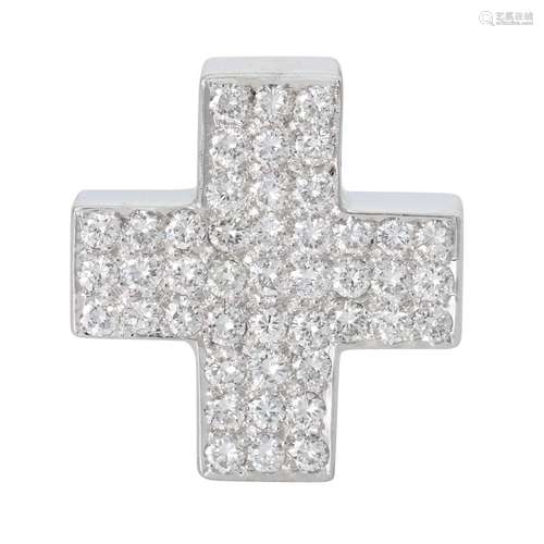 Anhänger "Kreuz" mit Brillanten zus. ca. 1 ct,