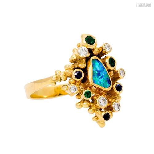 EHINGER SCHWARZ Ring mit Opal, 6 Brillanten von zus. ca. 0,2...