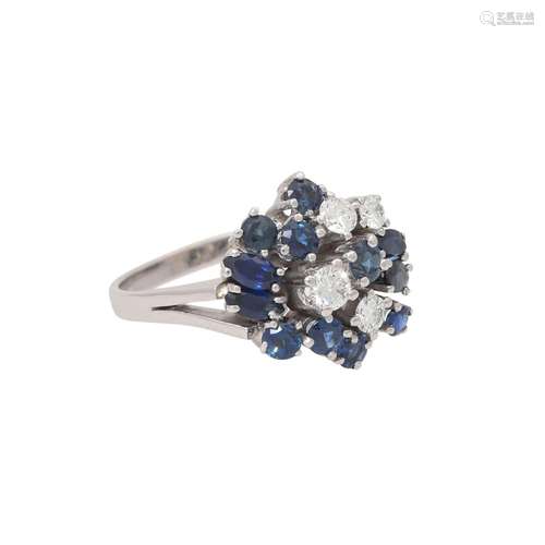 Ring mit Saphiren und Brillanten zus. ca. 0,55 ct,