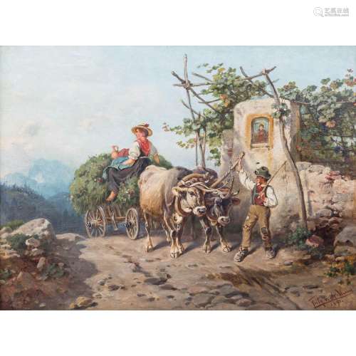 VAN DER VENNE, FRITZ (1873-1936) "Bauernpaar mit Ochsen...