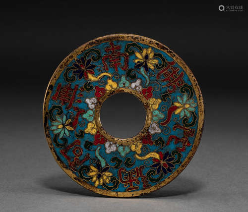 Chinese Qing Dynasty copper tire enamel painted round