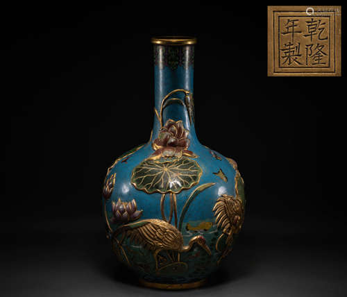 Chinese Qing Dynasty copper tire enamel color celestial vase