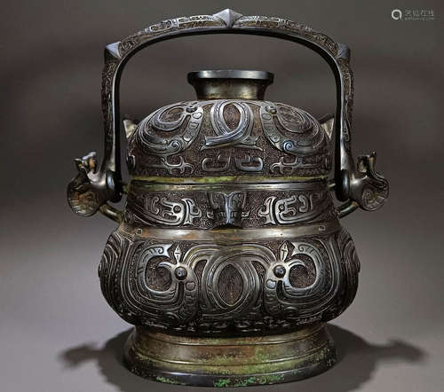 Chinese bronze girder pot