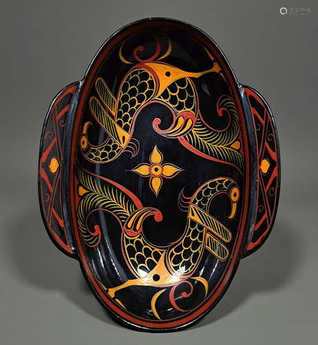 Chinese wooden lacquer ear cup