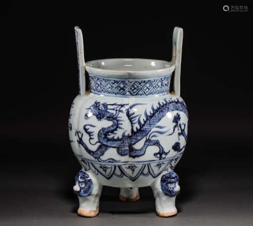 Chinese blue and White incense burner
