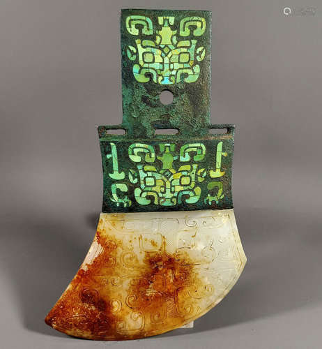 Chinese bronze jade axe