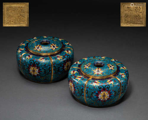 Chinese Qing Dynasty copper tire enamel color pot