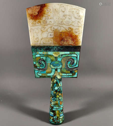 Chinese bronze jade axe
