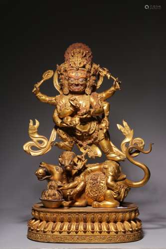 Gilded bronze statues of the God of Wealth