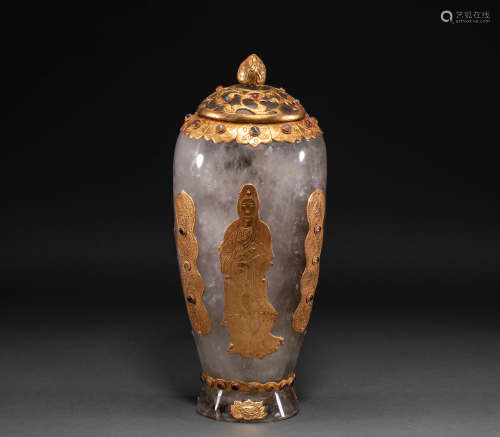 Chinese crystal gilt vase