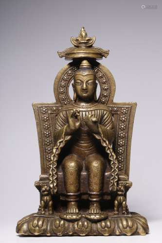 Bronze and silver seated Buddha of the future