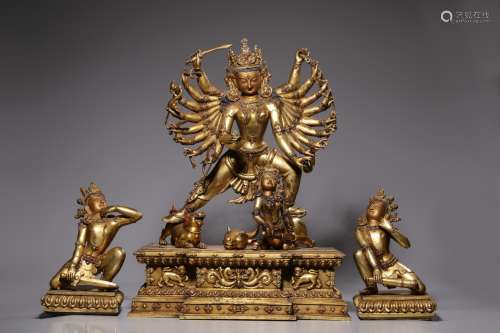Gilded bronze Buddha statues