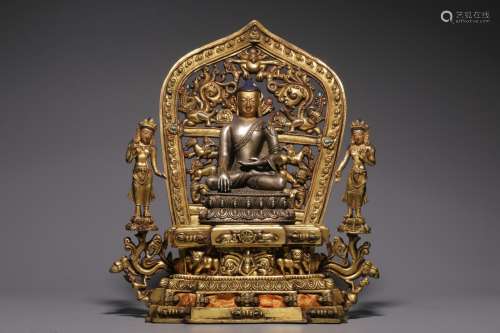 Gilt silver Buddha statue of Sakyamuni