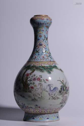 A pastel double sheep pattern garlic bottle from the Qing Dy...