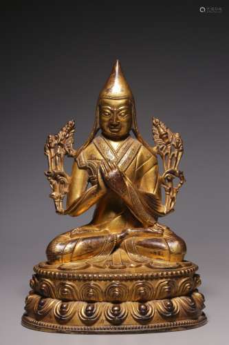 Gilt bronze seated image of Zongkhaba