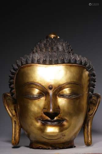 Gilt bronze Shakyamuni Buddha head