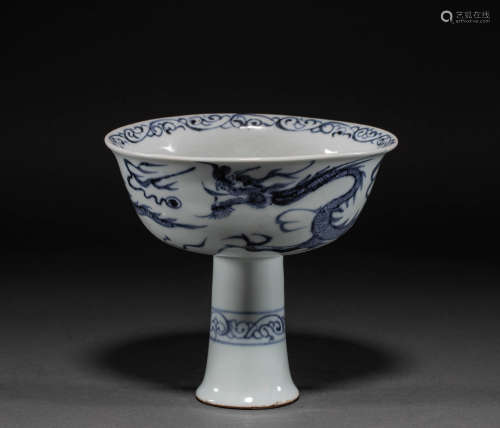China blue and white tall cup