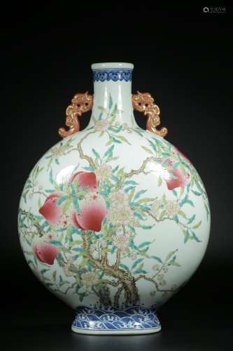 Qing Dynasty pastel lucky life pattern holding moon bottle