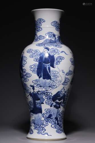 Qing Dynasty, blue and white eight immortals picture appreci...