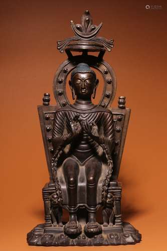 Bronze alloy with silver seated Buddha statue of the future