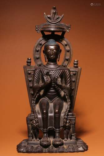 Bronze alloy with silver seated Buddha statue of the future