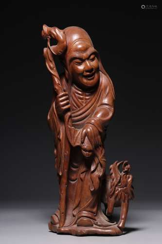 In the Qing Dynasty, boxwood arhat opera Rui animal statue