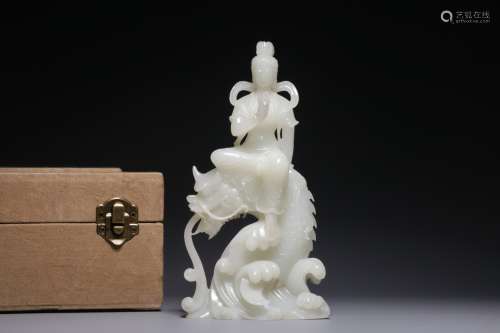 Wada white jade royal dragon Guanyin