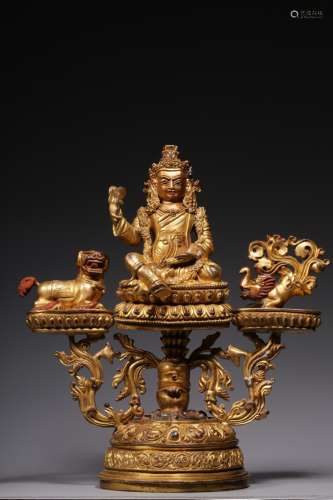 Bronze gold lotus master eight transformation statue
