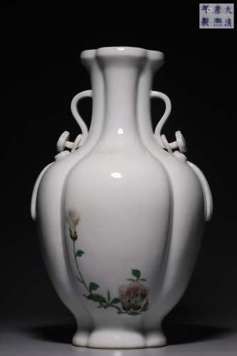 Qing Dynasty, cowpea red glaze pastel melon ribbed amphorae