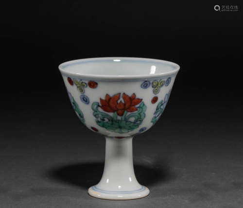 Chinese Qing Dynasty pastel tall cup