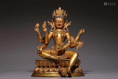 Gilt bronze statue of the mother of Detoxification Buddha