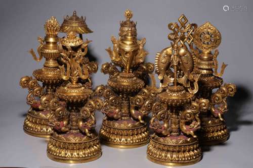 Gilt bronze eight auspicious offerings