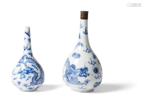 TWO CHINESE/VIETNAMESE BLUE DE HUE VASES QING DYNASTY (1644-...