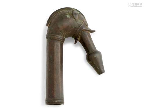 AN INDIAN MUGHAL CAST BRONZE FOUNTAIN SPOUT CIRCA 16TH CENTU...