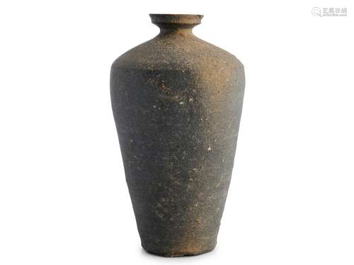 A KOREAN UNGLAZED VASE AND AN IRON-GLAZED COVERED JAR GORYEO...