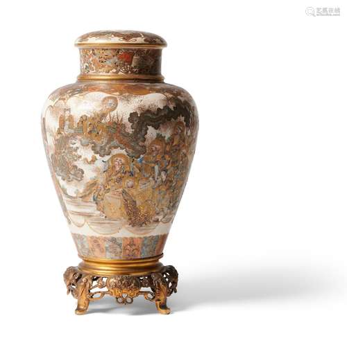 A JAPANESE ORMOLU-MOUNTED SATSUMA COVERED VASE MEIJI PERIOD ...