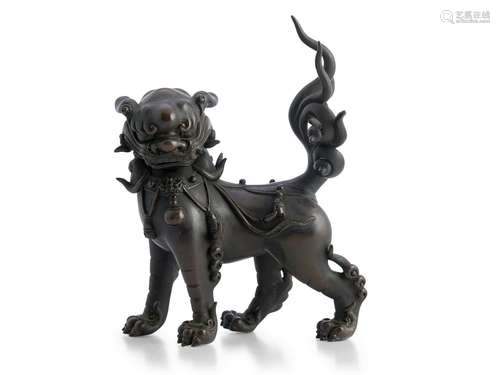 A JAPANESE BRONZE OKIMONO OF A BUDDHIST LION EDO PERIOD (160...