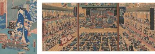 TWO JAPANESE WOODBLOCK PRINTS BY KUNISADA EDO PERIOD