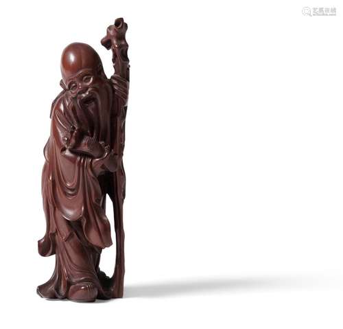 A CHINESE BOXWOOD FIGURE OF SHOU LAO QING DYNASTY (1644-1912...