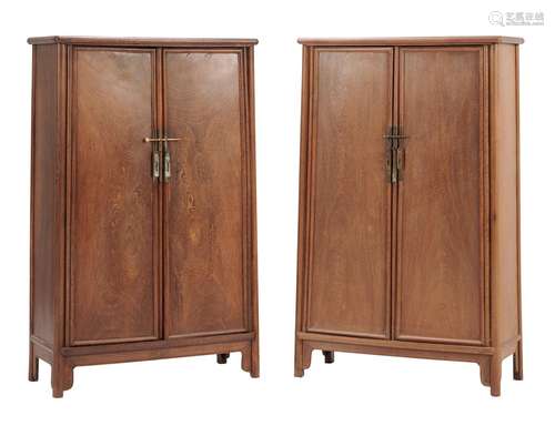 A PAIR OF CHINESE JICHIMU ROUND-CORNERED TAPERED CABINETS 20...