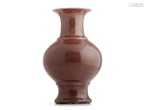 A CHINESE COPPER RED VASE QING DYNASTY (1644-1912), 19TH CEN...