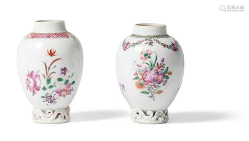 TWO CHINESE FAMILLE ROSE EXPORT TEA CADDIES QIANLONG PERIOD ...