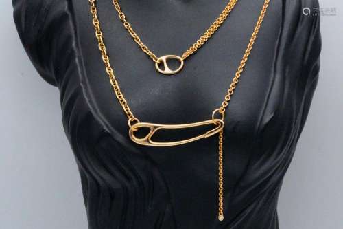 Hermes 18K Rose Gold Chaine D`Ancre Punk Long Necklace